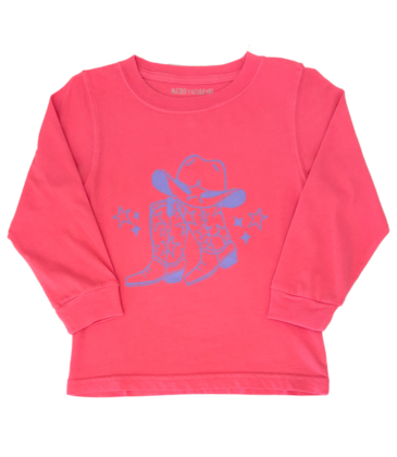 Mustard & Ketchup Mustard & Ketchup LS Pink Cowgirl Boots Era T-Shirt