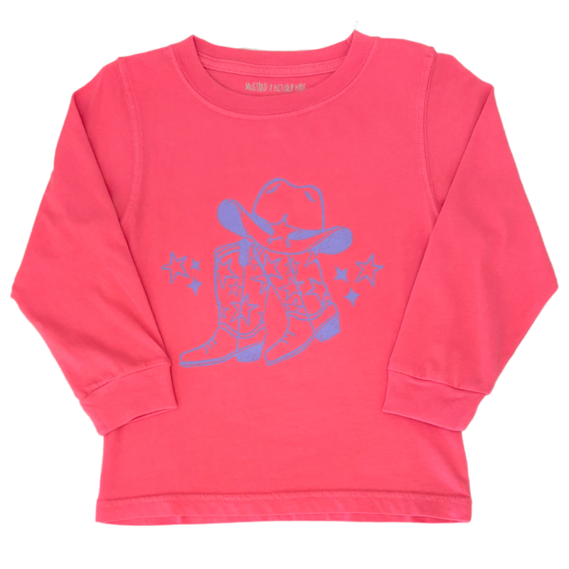 Mustard & Ketchup Mustard & Ketchup LS Pink Cowgirl Boots Era T-Shirt