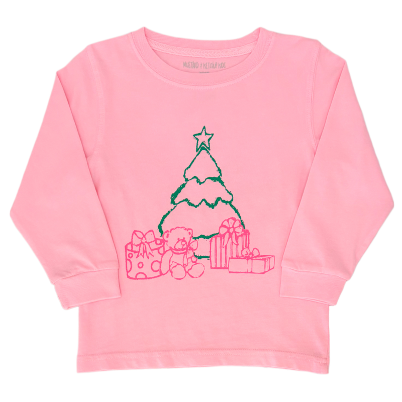 Mustard & Ketchup Mustard & Ketchup LS Pink Christmas Tree T-Shirt