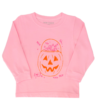 Mustard & Ketchup Mustard & Ketchup LS Pink Pumpkin Candy Bucket T-Shirt