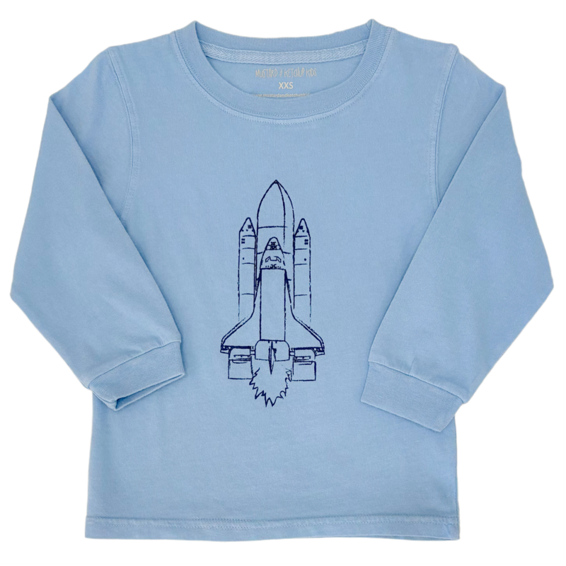 Mustard & Ketchup Mustard & Ketchup LS Denim Rocket Ship T-Shirt