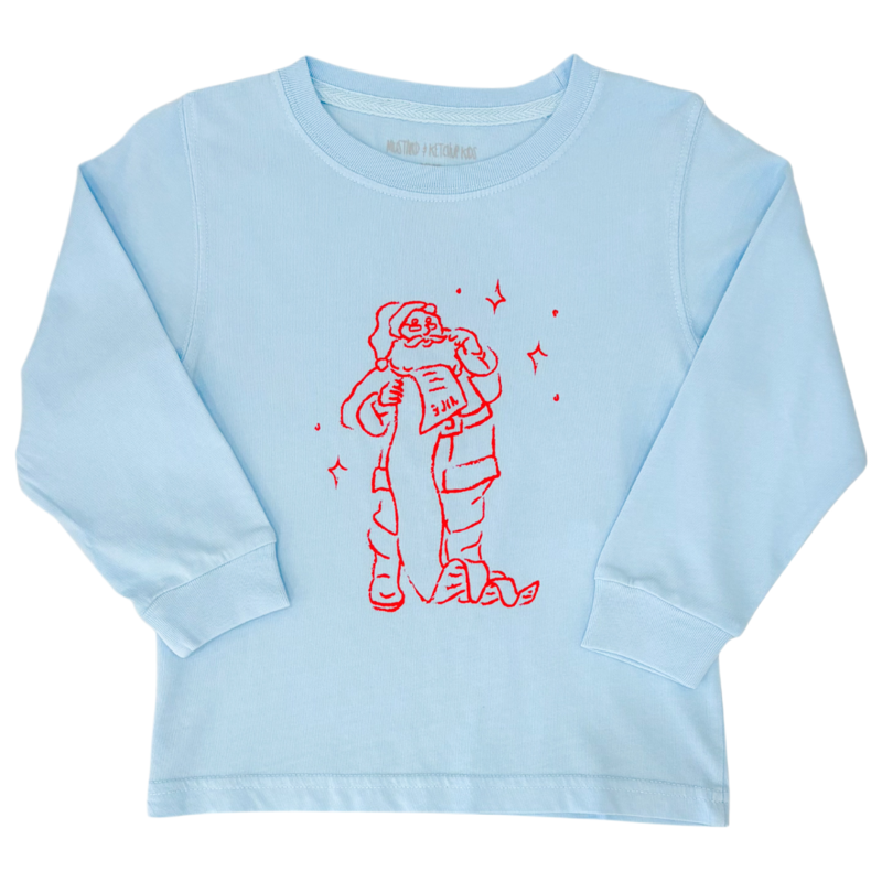 Mustard & Ketchup Mustard & Ketchup LS Light Blue Santa's Good List T-Shirt