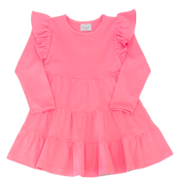 Squiggles Squiggles Pink Ruffle Tiered Dress