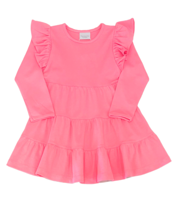 Squiggles Squiggles Pink Ruffle Tiered Dress
