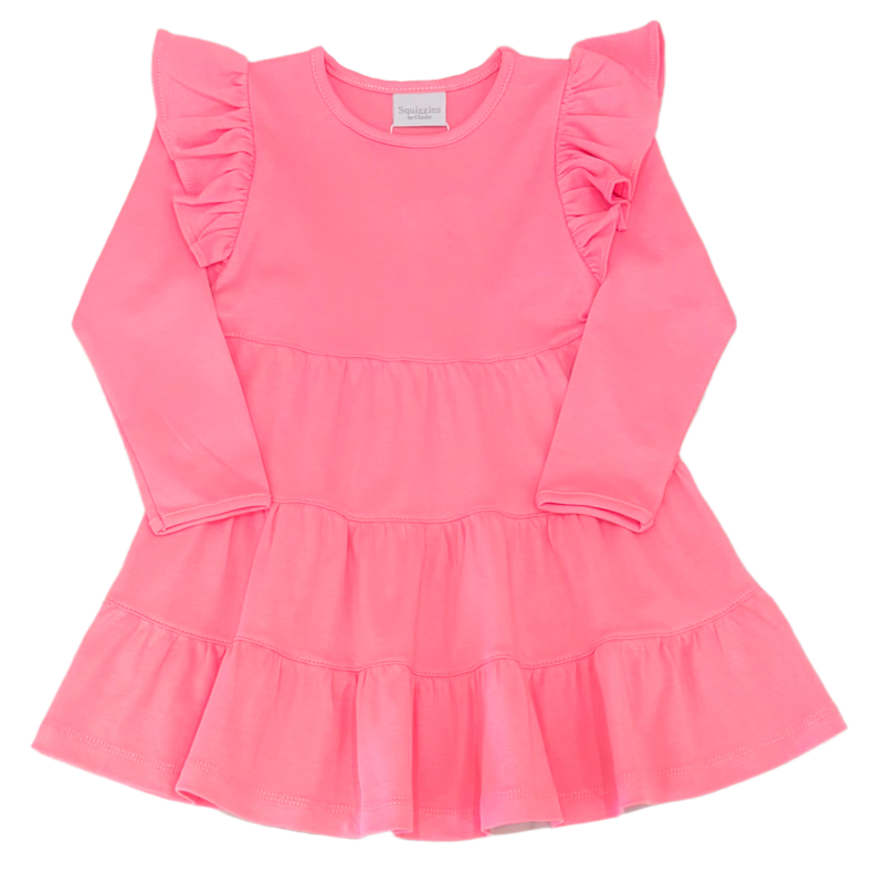 Squiggles Squiggles Pink Ruffle Tiered Dress