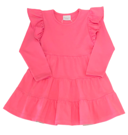 Squiggles Squiggles Hot Pink Ruffle Tiered Dress