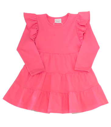 Squiggles Squiggles Hot Pink Ruffle Tiered Dress