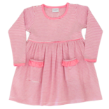 Squiggles Squiggles Red Stripe/Pink Ruffle Pocket Dress