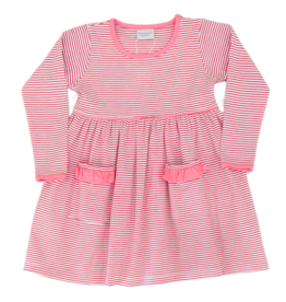 Squiggles Squiggles Red Stripe/Pink Ruffle Pocket Dress