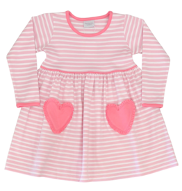 Squiggles Squiggles Pink Stripe/Hot Pink Heart Pocket Dress