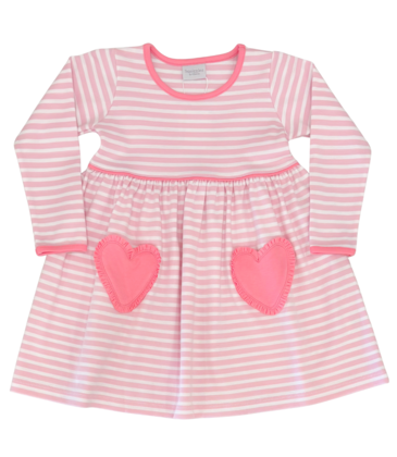 Squiggles Squiggles Pink Stripe/Hot Pink Heart Pocket Dress