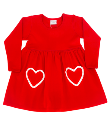 Squiggles Squiggles Red Heart Pocket Dress