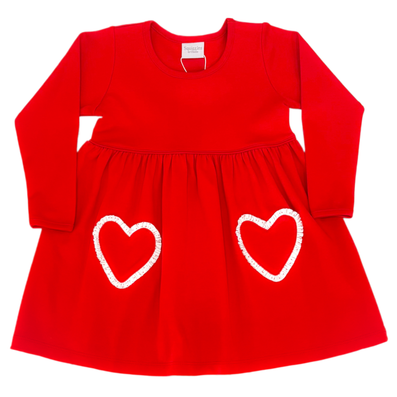 Squiggles Squiggles Red Heart Pocket Dress