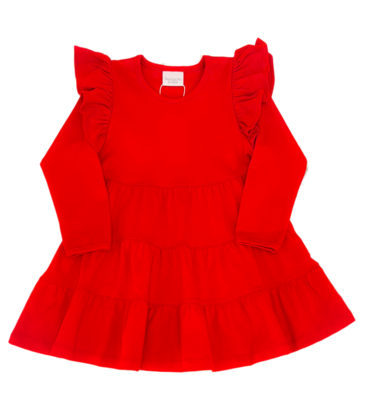 Squiggles Squiggles Red Ruffle Tiered Dress