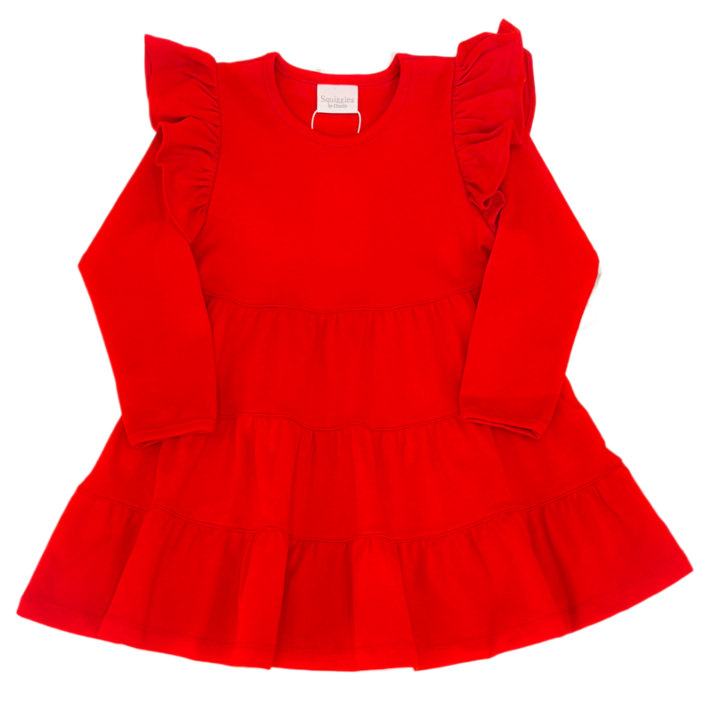 Squiggles Squiggles Red Ruffle Tiered Dress
