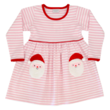 Squiggles Squiggles Pink Stripe Santa Pocket Dress