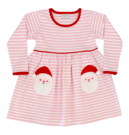 Squiggles Squiggles Pink Stripe Santa Pocket Dress