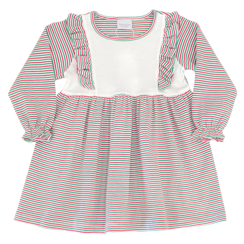 Squiggles Squiggles Holiday Stripe Yoke Dress