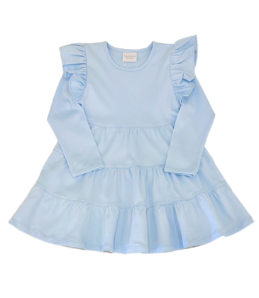 Squiggles Squiggles Blue Ruffle Tiered Dress