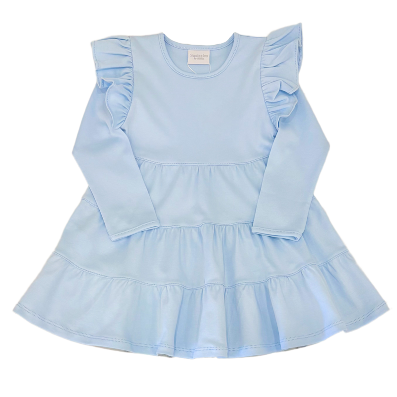 Squiggles Squiggles Blue Ruffle Tiered Dress