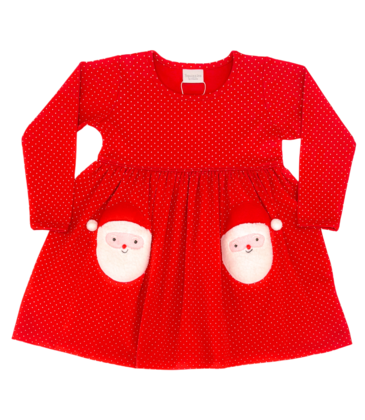 Squiggles Squiggles Red Polka Dot Santa Pocket Dress