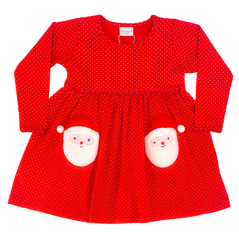 Squiggles Squiggles Red Polka Dot Santa Pocket Dress
