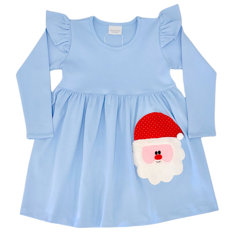 Squiggles Squiggles Blue Santa Pocket Dress