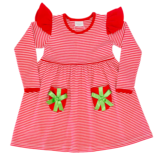 Squiggles Squiggles Red Stripe Present Pocket Dress