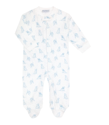 Nella Pima Nella Pima Blue Puppy Love Zipper Footie