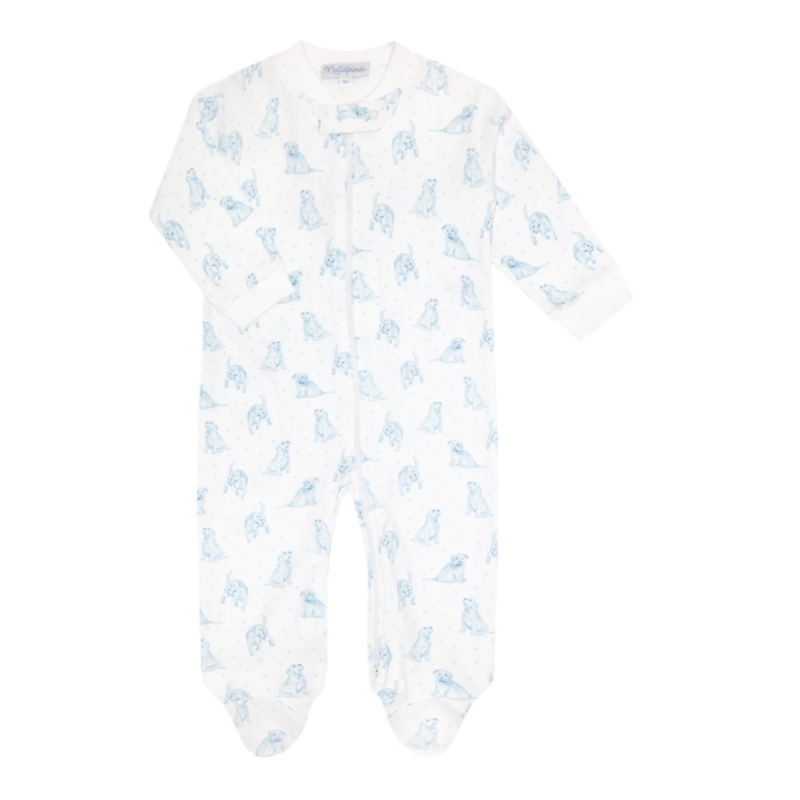 Nella Pima Nella Pima Blue Puppy Love Zipper Footie