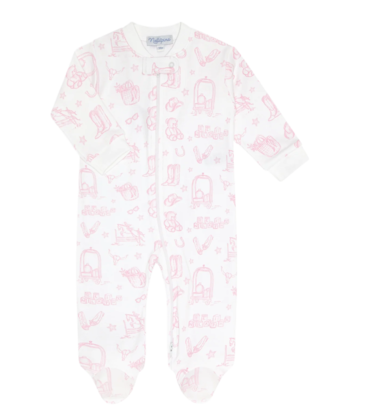 Nella Pima Nella Pima Pink Lone Star Toile Zipper Footie