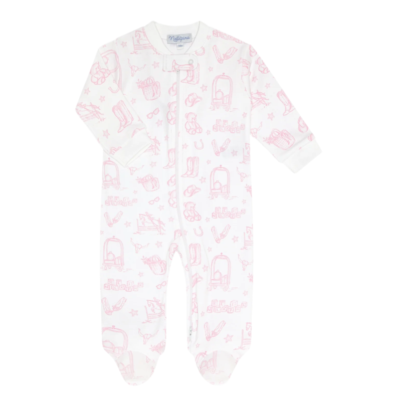Nella Pima Nella Pima Pink Lone Star Toile Zipper Footie