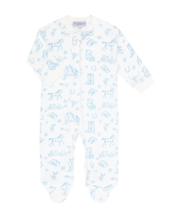 Nella Pima Nella Pima Blue Lone Star Toile Zipper Footie
