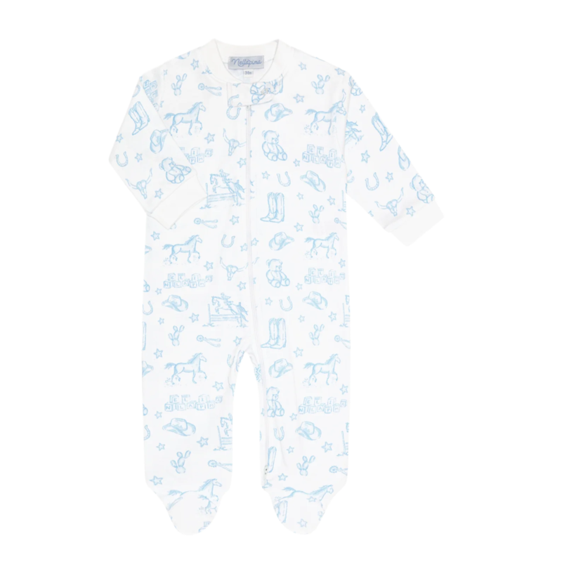 Nella Pima Nella Pima Blue Lone Star Toile Zipper Footie