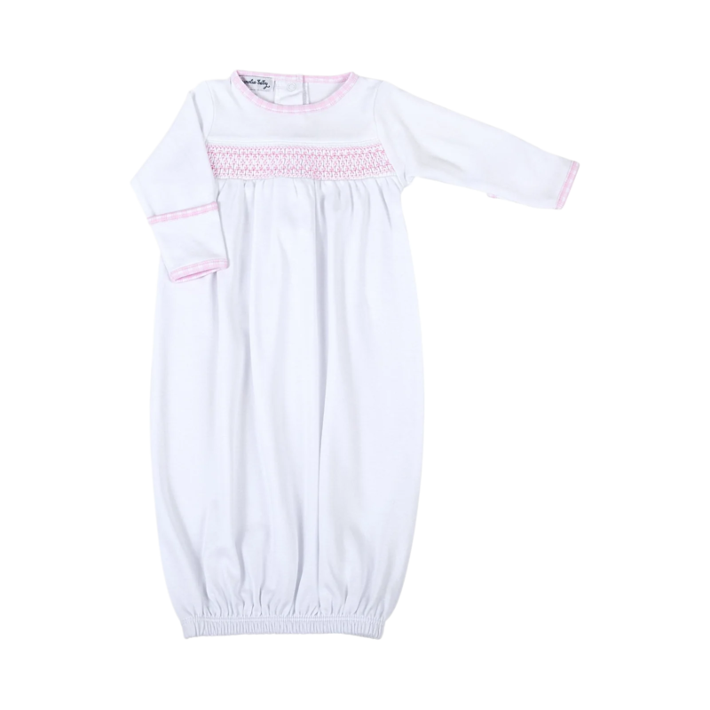 Magnolia Baby Magnolia Baby Pink New Beginnings Smocked Gathered Gown