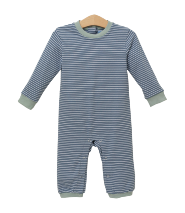 Trotter Street Kids Trotter Street Kids Miller Romper - Blue Stripe/Sage