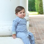 Trotter Street Kids Trotter Street Kids Miller Romper - Blue Stripe/Sage