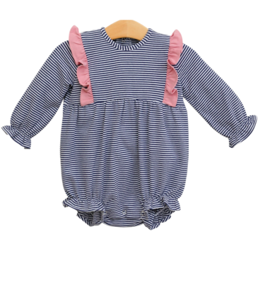 Trotter Street Kids Trotter Street Kids Olivia Bubble - Navy Stripe/Pink