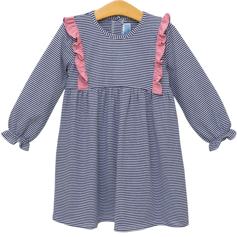 Trotter Street Kids Trotter Street Kids Olivia Dress - Navy Stripe/Pink