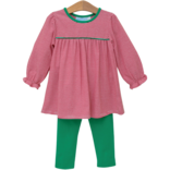 Trotter Street Kids Trotter Street Kids Ellie Pant Set - Red Stripe/Green