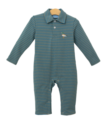 Trotter Street Kids Trotter Street Kids Mallard Embroidery Polo Romper