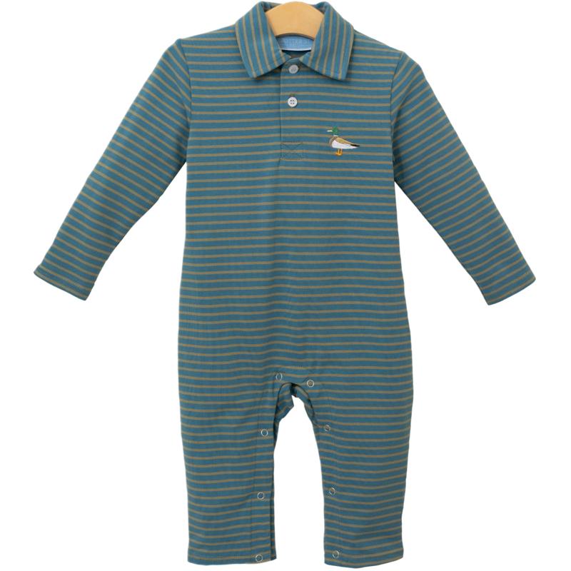 Trotter Street Kids Trotter Street Kids Mallard Embroidery Polo Romper