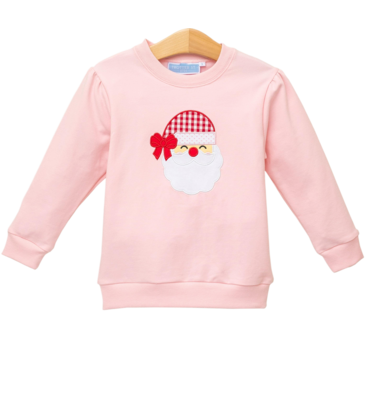 Trotter Street Kids Trotter Street Kids Light Pink Santa French Terry Pullover