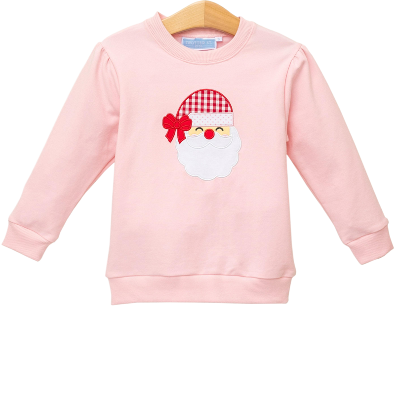 Trotter Street Kids Trotter Street Kids Light Pink Santa French Terry Pullover