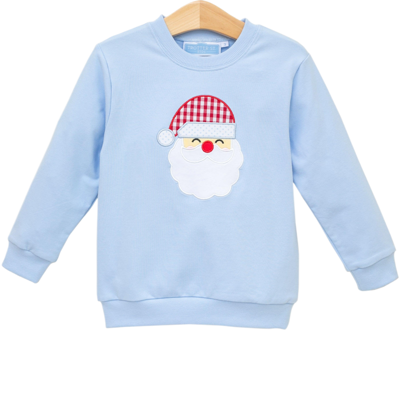Trotter Street Kids Trotter Street Kids Light Blue Santa French Terry Pullover