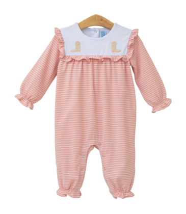 Trotter Street Kids Trotter Street Kids Boots Embroidery Ruffle Romper