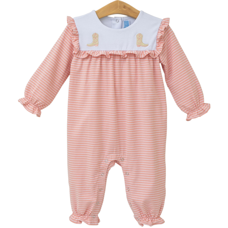 Trotter Street Kids Trotter Street Kids Boots Embroidery Ruffle Romper