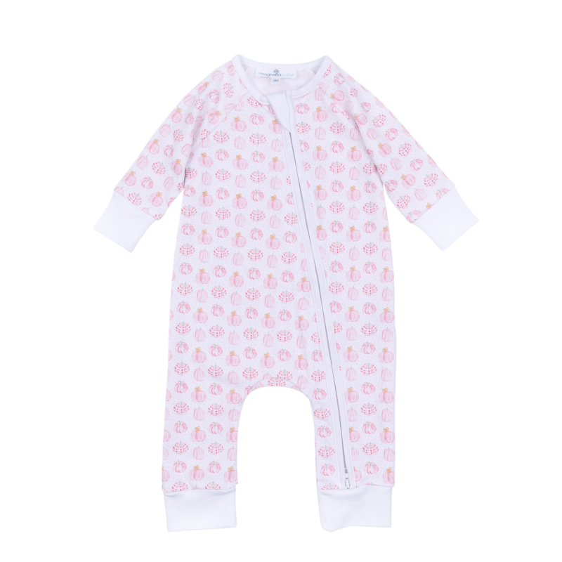 Magnolia Baby Magnolia Baby Precious Pumpkins Pink Printed Playsuit