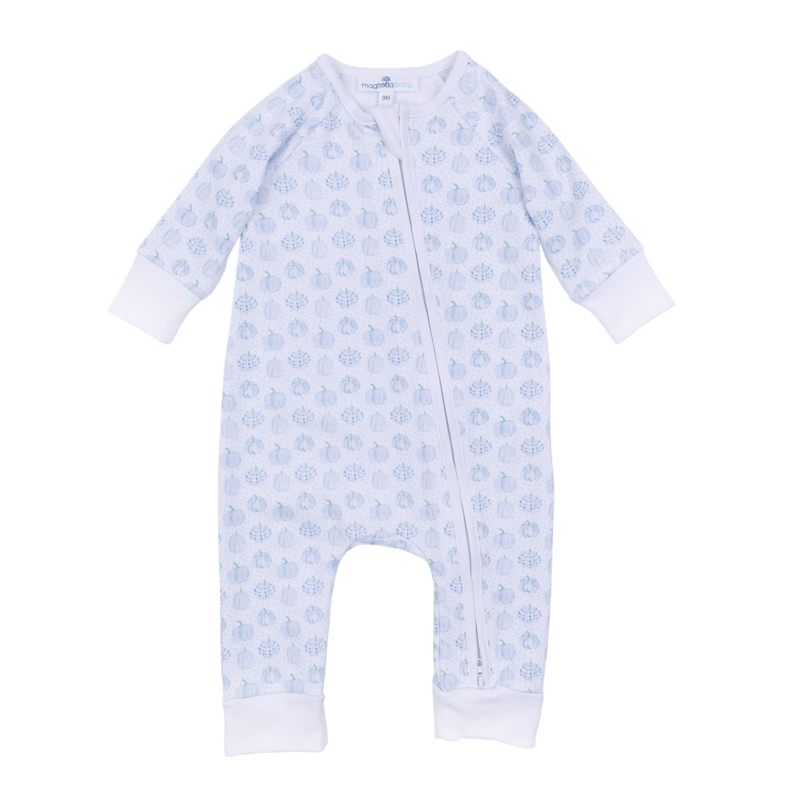 Magnolia Baby Magnolia Baby Precious Pumpkins Light Blue Printed Playsuit