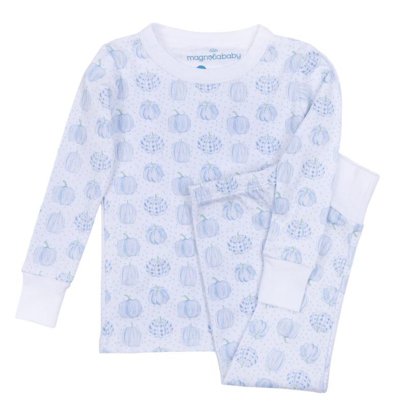 Magnolia Baby Magnolia Baby Precious Pumpkins Light Blue Long Pajamas